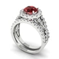 thumbnail image 1 of 1.92 ct Brilliant Round Cut Natural Garnet 18K White Gold Halo Solitaire with Accents Engagement Bridal Wedding Ring Band Set size 6.25, 1 of 7
