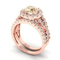thumbnail image 1 of 1.92 ct Brilliant Round Cut Natural Morganite 14k Rose Gold Halo Solitaire with Accents Engagement Bridal Wedding Ring Band Set size 4, 1 of 7
