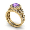 thumbnail image 1 of 1.92 ct Brilliant Round Cut Alexandrite 14k Yellow Gold Halo Solitaire with Accents Engagement Bridal Wedding Ring Band Set size 10.75, 1 of 7