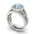 thumbnail image 1 of 1.92 ct Brilliant Round Cut Blue Zircon 18K White Gold Halo Solitaire with Accents Engagement Bridal Wedding Ring Band Set size 8.75, 1 of 7