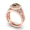 thumbnail image 1 of 1.92 ct Brilliant Round Cut Champagne 14k Rose Gold Halo Solitaire with Accents Engagement Bridal Wedding Ring Band Set size 9.5, 1 of 7