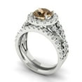 thumbnail image 1 of 1.92 ct Brilliant Round Cut Champagne 14k White Gold Halo Solitaire with Accents Engagement Bridal Wedding Ring Band Set size 5.25, 1 of 7