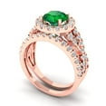 thumbnail image 1 of 1.92 ct Brilliant Round Cut Emerald 18K Rose Gold Halo Solitaire with Accents Engagement Bridal Wedding Ring Band Set size 9.75, 1 of 7