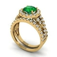 thumbnail image 1 of 1.92 ct Brilliant Round Cut Emerald 18K Yellow Gold Halo Solitaire with Accents Engagement Bridal Wedding Ring Band Set size 4.75, 1 of 7