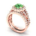 thumbnail image 1 of 1.92 ct Brilliant Round Cut Green Zircon 18K Rose Gold Halo Solitaire with Accents Engagement Bridal Wedding Ring Band Set size 10.75, 1 of 7