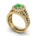 thumbnail image 1 of 1.92 ct Brilliant Round Cut Green Zircon 18K Yellow Gold Halo Solitaire with Accents Engagement Bridal Wedding Ring Band Set size 11, 1 of 7