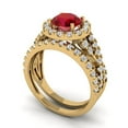 thumbnail image 1 of 1.92 ct Brilliant Round Cut Ruby 14k Yellow Gold Halo Solitaire with Accents Engagement Bridal Wedding Ring Band Set size 4.5, 1 of 7