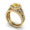 thumbnail image 1 of 1.92 ct Brilliant Round Cut Yellow Zircon 18K Yellow Gold Halo Solitaire with Accents Engagement Bridal Wedding Ring Band Set size 7.75, 1 of 7
