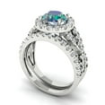 thumbnail image 1 of 1.92 ct Brilliant Round Cut Blue Moissanite 18K White Gold Halo Solitaire with Accents Engagement Bridal Wedding Ring Band Set size 5.75, 1 of 7