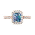 thumbnail image 1 of 1.92 ct Emerald Cut Blue Moissanite Solitaire with Simulated Diamond Accents 14K Rose Gold Womens Engagement Ring, 1 of 5