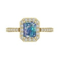 thumbnail image 1 of 1.92 ct Emerald Cut Blue Moissanite with Simulated Diamond Halo Accents 18K Yellow Gold Womens Engagement Ring, 1 of 5