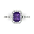 thumbnail image 1 of 1.92 ct Emerald Cut Natural Amethyst Solitaire with Accents Engagement Ring for Women in 18K White Gold, 1 of 5