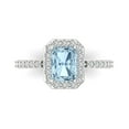 thumbnail image 1 of 1.92 ct Emerald Cut Natural Aquamarine Solitaire with Accents Engagement Ring for Women in 18K White Gold, 1 of 5