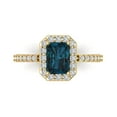 thumbnail image 1 of Clara Pucci 14K Yellow Gold Solid Gold LondonBlueTopaz Halo Anniversary Ring for Women - 1.92 cttw Emerald Cut, 1 of 8