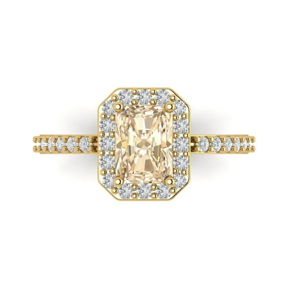 Clara Pucci 14K Yellow Gold 1.92ct Morganite Halo Ring for Women