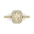 thumbnail image 1 of 1.92 ct Emerald Cut Natural Morganite with Simulated Diamond Halo Accents 18K Yellow Gold Womens Engagement Ring, 1 of 5