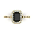thumbnail image 1 of 1.92 ct Emerald Cut Natural Onyx with Simulated Diamond Halo Accents 18K Yellow Gold Womens Engagement Ring, 1 of 5