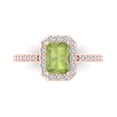 thumbnail image 1 of 1.92 ct Emerald Cut Natural Peridot Solitaire with Accents Engagement Ring for Women in 18K Rose Gold, 1 of 5