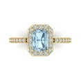 thumbnail image 1 of 1.92 ct Emerald Cut Natural Swiss Blue Topaz with Simulated Diamond Halo Accents 14K Yellow Gold Womens Engagement Ring, 1 of 5