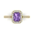 thumbnail image 1 of 1.92 ct Emerald Cut Simulated Alexandrite Halo Engagement Ring for Women in 18K Yellow Gold, 1 of 5