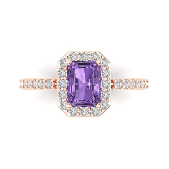 Clara Pucci 14K Rose Gold 1.92ct Alexandrite Solitaire with Accents Ring