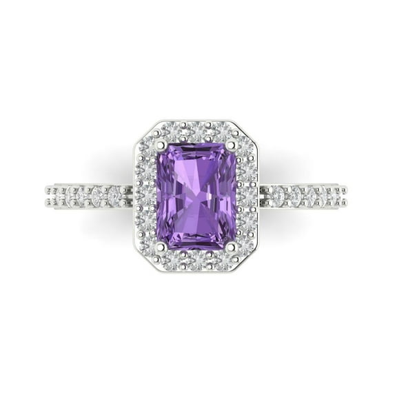 Clara Pucci 14K White Gold 1.92ct Alexandrite Solitaire with Accents Ring