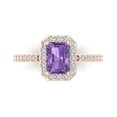 thumbnail image 1 of 1.92 ct Emerald Cut Simulated Alexandrite Solitaire with Accents Engagement Ring for Women in 18K Rose Gold, 1 of 5