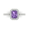 thumbnail image 1 of 1.92 ctw Solitaire with Zirconia Diamond Accents Anniversary Ring for Women | Emerald Cut Simulated Alexandrite | Hyperallergenic Solid 18K White Gold, 1 of 5