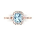 thumbnail image 1 of Clara Pucci 14K Rose Gold Solid Gold Blue Solitaire with Accents Anniversary Ring for Women - 1.92 cttw Emerald Cut, 1 of 8