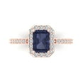 thumbnail image 1 of 1.92 ct Emerald Cut Simulated Blue Sapphire Solitaire with Accents Engagement Ring for Women in 18K Rose Gold, 1 of 5