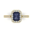 thumbnail image 1 of 1.92 ct Emerald Cut Simulated Blue Sapphire with Simulated Diamond Halo Accents 14K Yellow Gold Womens Engagement Ring, 1 of 5