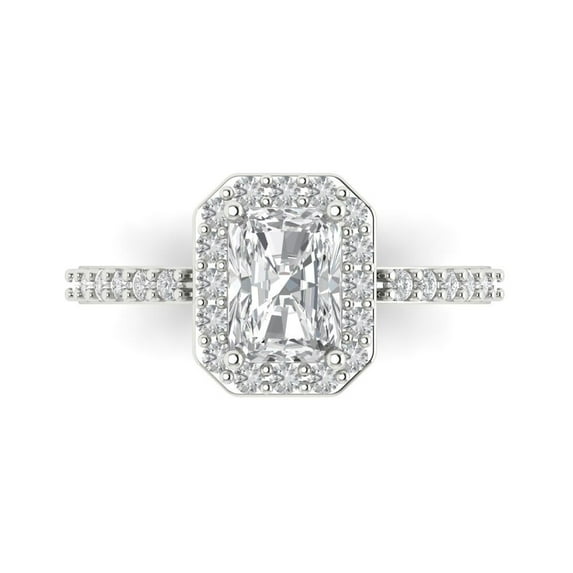 Clara Pucci 14K White Gold 1.92ct Clear Solitaire with Accents Ring