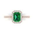thumbnail image 1 of Clara Pucci 14K Rose Gold 1.92ct Emerald Solitaire with Accents Ring, 1 of 8