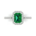 thumbnail image 1 of 1.92 ct Emerald Cut Simulated Emerald Solitaire with Accents Engagement Ring for Women in 18K White Gold, 1 of 5