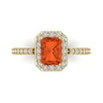 thumbnail image 1 of Clara Pucci 14K Yellow Gold 1.92ct Red Halo Ring for Women, 1 of 8
