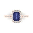 thumbnail image 1 of 1.92 ct Emerald Cut Simulated Tanzanite Solitaire with Simulated Diamond Accents 18K Rose Gold Womens Engagement Ring, 1 of 5