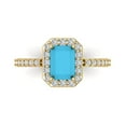 thumbnail image 1 of Clara Pucci 14K Yellow Gold 1.92ct Turquoise Halo Ring for Women, 1 of 8