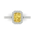 thumbnail image 1 of 1.92 ct Emerald Cut Simulated Yellow Diamond Solitaire with Simulated Diamond Accents 18K White Gold Womens Engagement Ring, 1 of 5