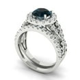 thumbnail image 1 of Clara Pucci 18K White Gold 1.795 Natural London Blue Topaz Engraveable Engagement Ring + Wedding Band Set, 1 of 7