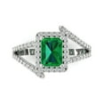 thumbnail image 1 of Halo Engagement Ring for Women - 1.935ct Simulated Emerald in 14K White Gold Promise Ring, 1 of 6