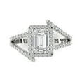 thumbnail image 1 of 1.935 ctw with Simulated Diamond Halo Accents Anniversary Ring for Women | Emerald Cut Moissanite | Hyperallergenic Solid 18K White Gold, 1 of 5