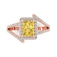 thumbnail image 1 of Clara Pucci 14K Rose Gold Solid Gold Citrine Solitaire with Accents Anniversary Ring for Women - 1.935 cttw Emerald Cut, 1 of 8