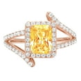 thumbnail image 1 of 1.935 ct Emerald Cut Natural Citrine Solitaire with Simulated Diamond Accents 18K Rose Gold Womens Engagement Ring, 1 of 3