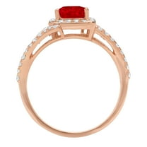 1.935 ct Emerald Cut Natural Garnet Solitaire with Accents Engagement Ring for Women in 18K Rose Gold