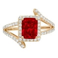 thumbnail image 1 of 1.935 ct Emerald Cut Natural Garnet Solitaire with Simulated Diamond Accents 18K Yellow Gold Womens Engagement Ring, 1 of 6