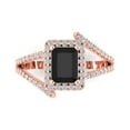 thumbnail image 1 of 1.935 ctw Solitaire with Zirconia Diamond Accents Anniversary Ring for Women | Emerald Cut Natural Onyx | Hyperallergenic Solid 14K Rose Gold, 1 of 5