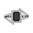 thumbnail image 1 of Clara Pucci 14K White Gold Solid Gold Onyx Halo Anniversary Ring for Women - 1.935 cttw Emerald Cut, 1 of 8