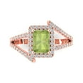 thumbnail image 1 of Clara Pucci 14K Rose Gold Solid Gold Peridot Solitaire with Accents Anniversary Ring for Women - 1.935 cttw Emerald Cut, 1 of 8