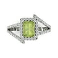 thumbnail image 1 of Clara Pucci 14K White Gold Solid Gold Peridot Halo Anniversary Ring for Women - 1.935 cttw Emerald Cut, 1 of 8