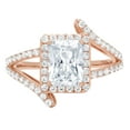 thumbnail image 1 of 1.935 ct Emerald Cut Natural Swiss Blue Topaz Solitaire with Simulated Diamond Accents 18K Rose Gold Womens Engagement Ring, 1 of 6